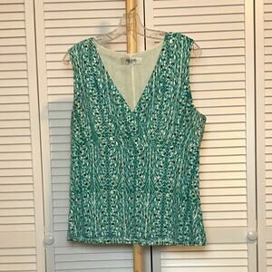 Jones Studio Faux-wrap V-neck Sleeveless Empire Waist Blouse Women L